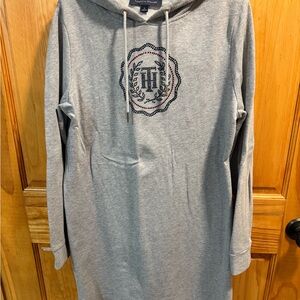 Tommy Hilfiger Gray Hooded Sweatshirt Dress